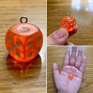 Single Orange Dice Charm Pendant